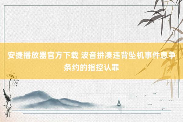 安捷播放器官方下载 波音拼凑违背坠机事件息争条约的指控认罪