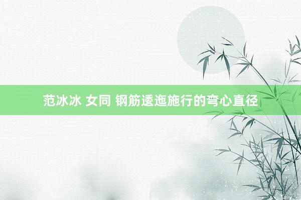 范冰冰 女同 钢筋逶迤施行的弯心直径