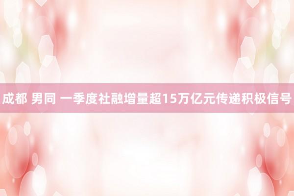成都 男同 一季度社融增量超15万亿元传递积极信号