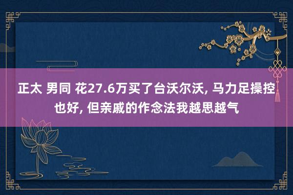正太 男同 花27.6万买了台沃尔沃, 马力足操控也好, 但亲戚的作念法我越思越气