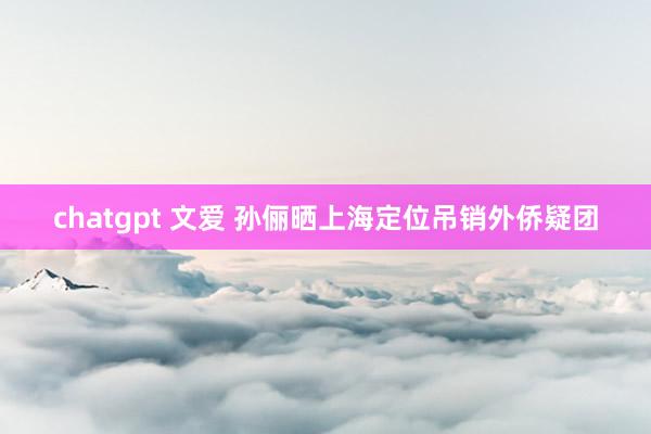 chatgpt 文爱 孙俪晒上海定位吊销外侨疑团